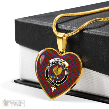 Sinclair Tartan Heart Necklace with Family Crest