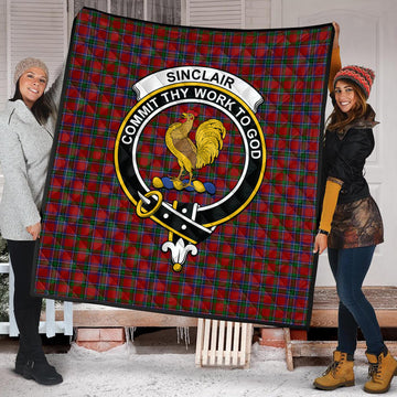 Sinclair Tartan Quilt with Family Crest