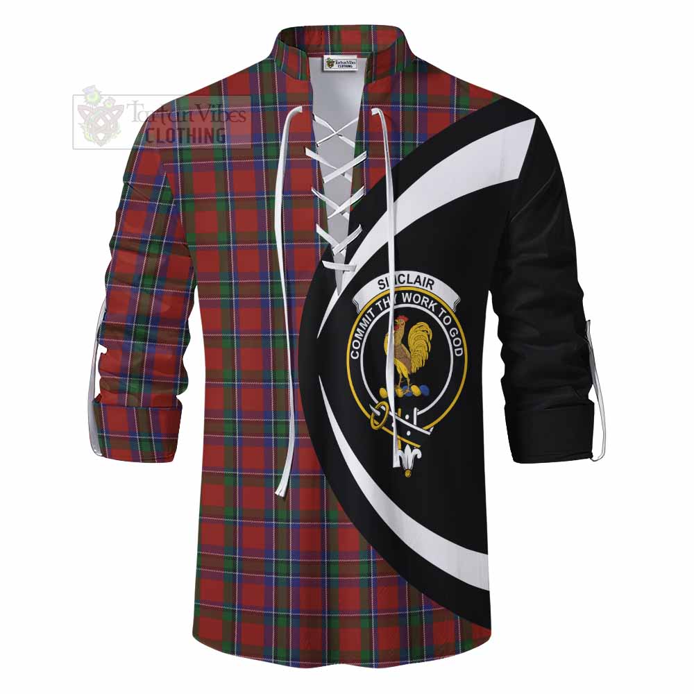 Tartan Vibes Clothing Sinclair Tartan Ghillie Kilt Shirt with Family Crest Circle Style