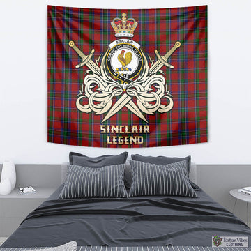 Sinclair Tartan Tapestry with Clan Crest and the Golden Sword of Courageous Legacy