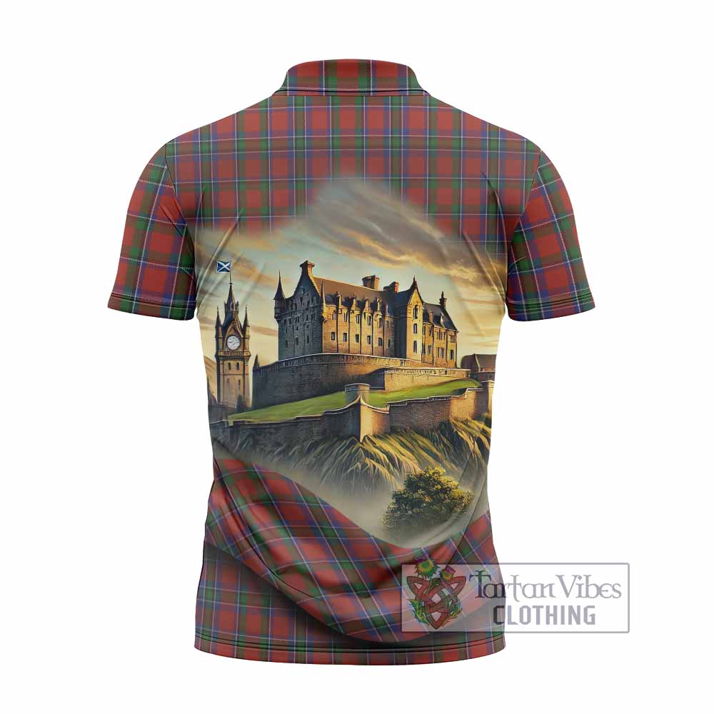 Tartan Vibes Clothing Sinclair Tartan Family Crest Zipper Polo Shirt with Scottish Ancient Castle Stype