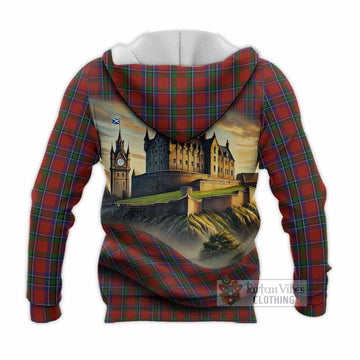 Sinclair Tartan Family Crest Knitted Hoodie with Scottish Ancient Castle Style