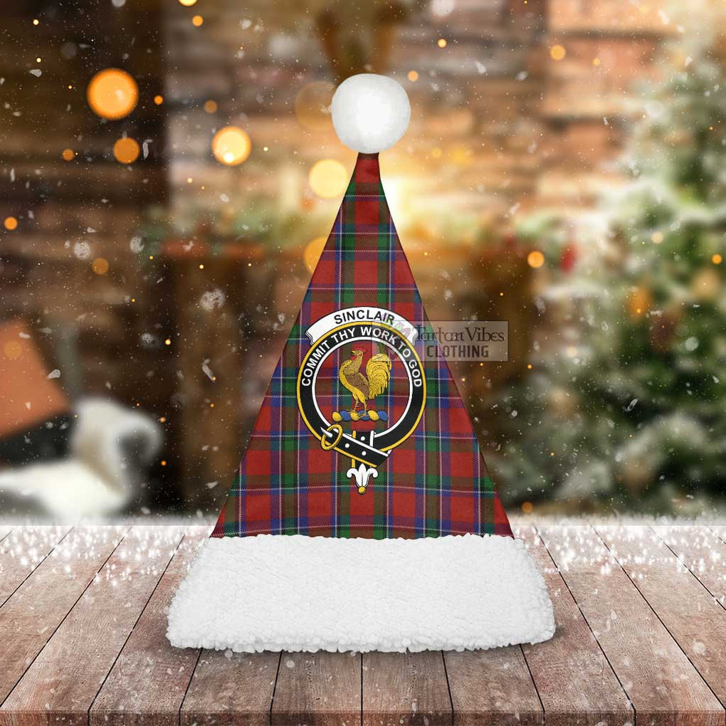 Tartan Vibes Clothing Sinclair Tartan Christmas Santa Hats with Family Crest