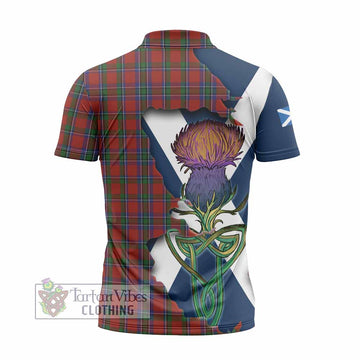 Tartan Vibes Clothing Sinclair Tartan Family Crest Zipper Polo Shirt Scottish Thistle Celtic Inspired