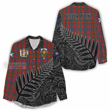 Tartan Vibes Clothing Sinclair Crest Tartan Women's Casual Shirt with New Zealand Silver Fern Half Style