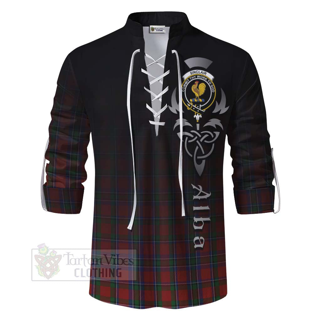 Tartan Vibes Clothing Sinclair Tartan Ghillie Kilt Shirt Featuring Alba Gu Brath Family Crest Celtic Inspired