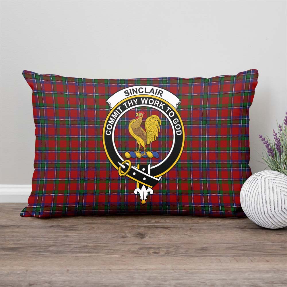 Sinclair Tartan Pillow Cover with Family Crest Rectangle Pillow Cover - Tartanvibesclothing