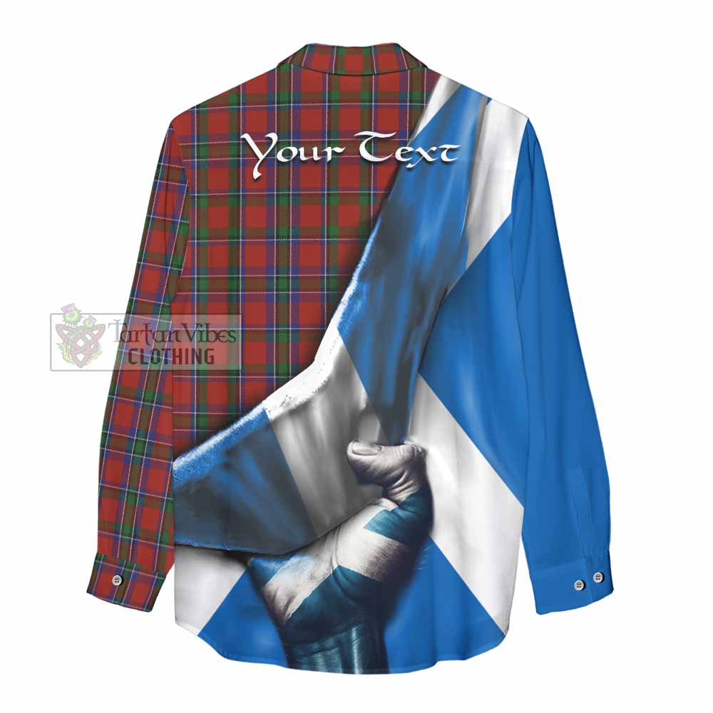 Tartan Vibes Clothing Sinclair Tartan Women's Casual Shirt with Family Crest Scotland Patriotic Style