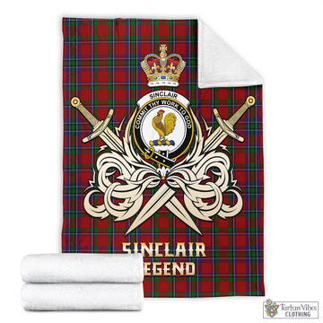 Sinclair Tartan Blanket with Clan Crest and the Golden Sword of Courageous Legacy