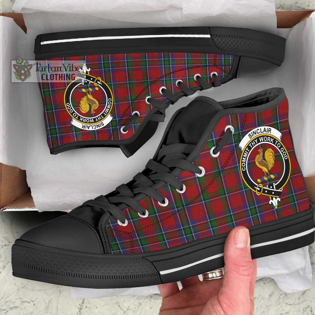 Tartan Vibes Clothing Sinclair Tartan High Top Shoes with Family Crest