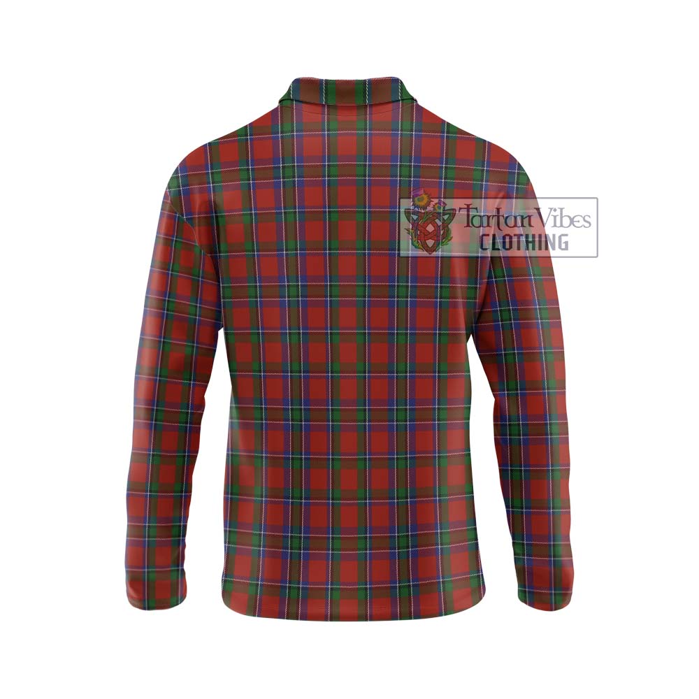 Sinclair Tartan Long Sleeve Polo Shirt with Family Crest DNA In Me Style - Tartanvibesclothing Shop