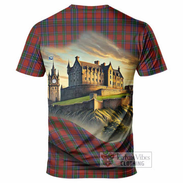 Sinclair Tartan Family Crest T-Shirt with Scottish Ancient Castle Style