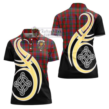 Sinclair Tartan Women's Polo Shirt with Family Crest and Celtic Symbol Style