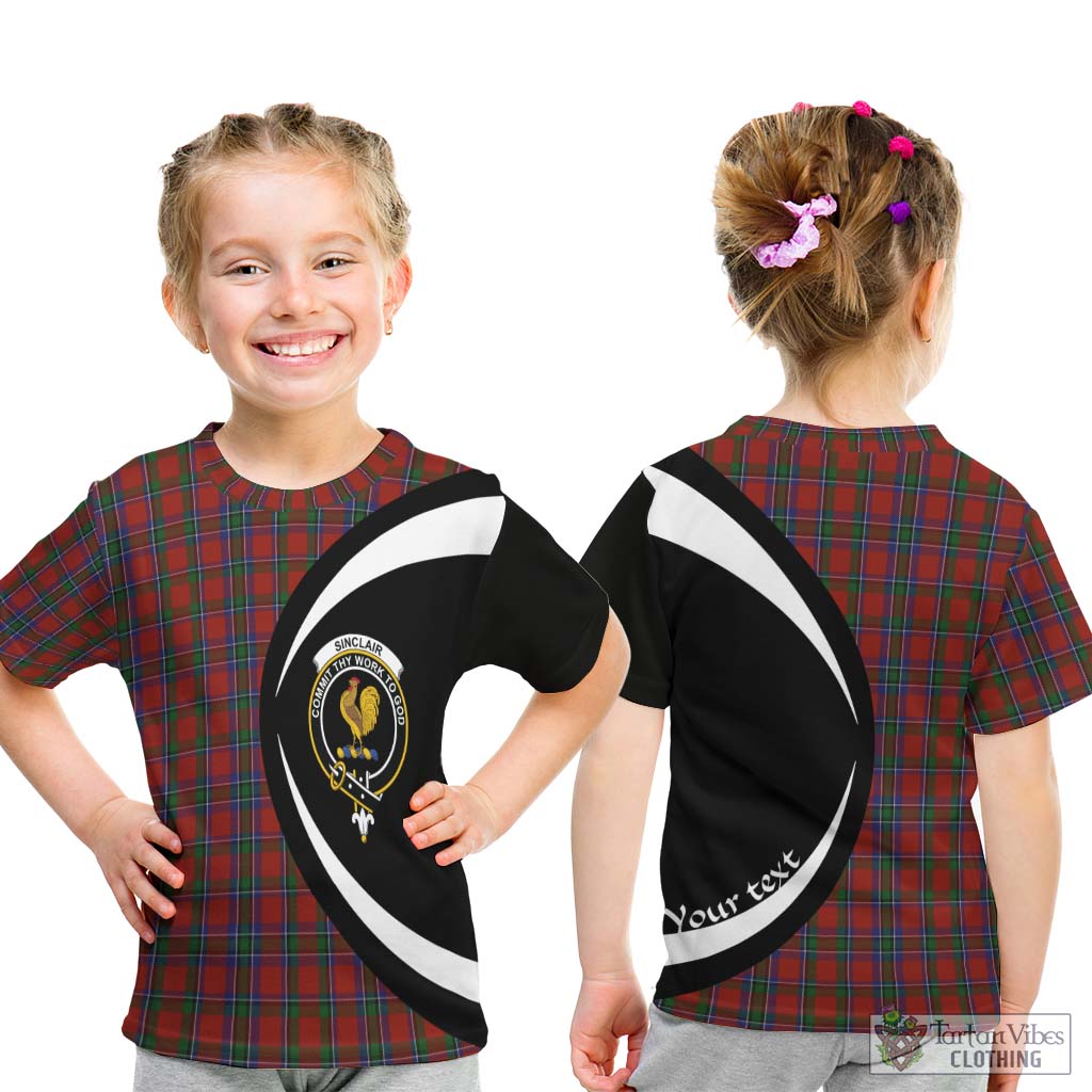Sinclair Tartan Kid T-Shirt with Family Crest Circle Style - Tartan Vibes Clothing