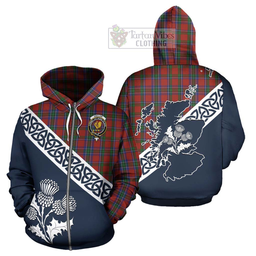 Tartan Vibes Clothing Sinclair Tartan Hoodie Featuring Thistle and Scotland Map