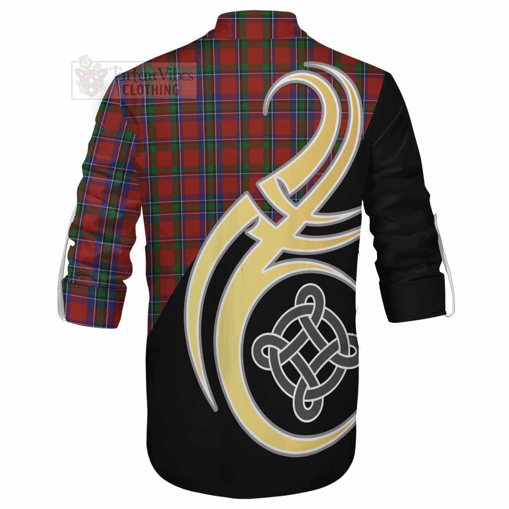 Tartan Vibes Clothing Sinclair Tartan Ghillie Kilt Shirt with Family Crest and Celtic Symbol Style