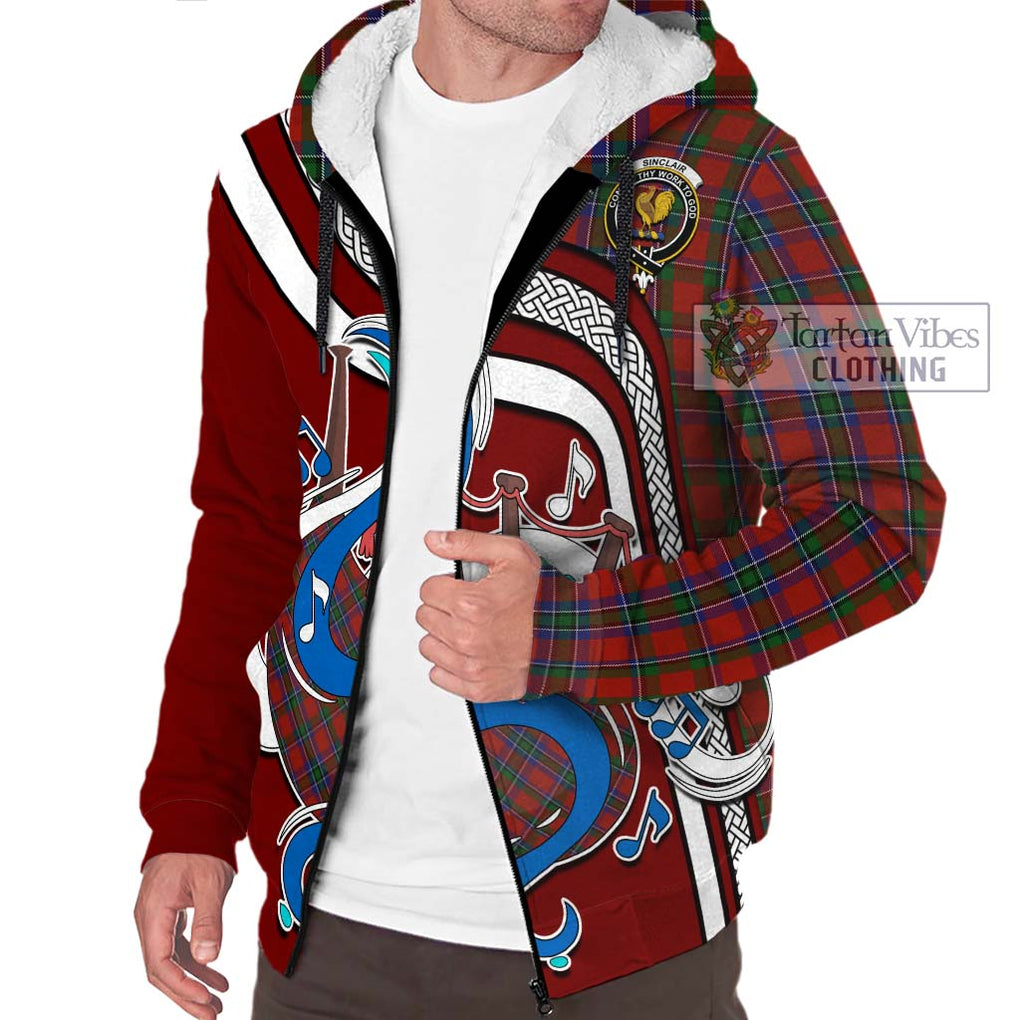 Sinclair Tartan Sherpa Hoodie with Epic Bagpipe Style Unisex - Tartanvibesclothing Shop