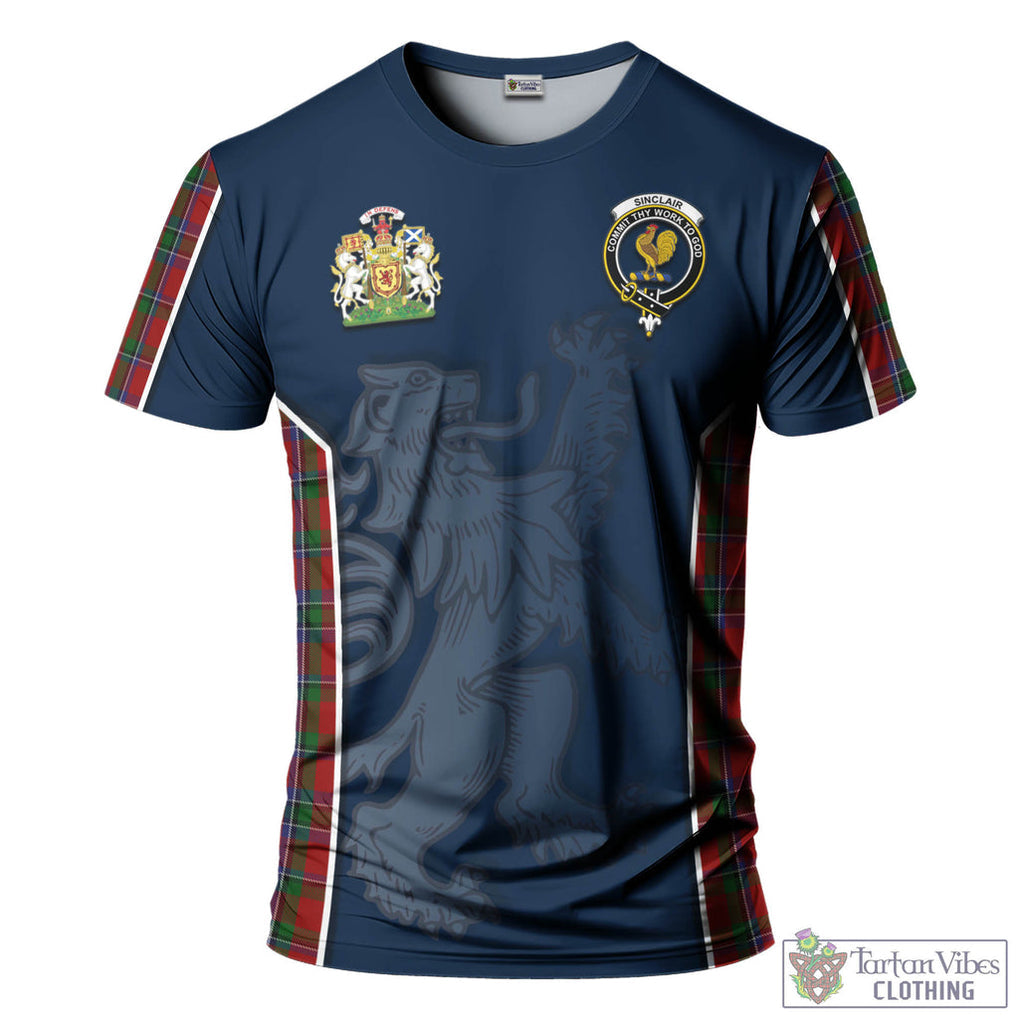 Tartan Vibes Clothing Sinclair Tartan T-Shirt with Family Crest and Lion Rampant Vibes Sport Style
