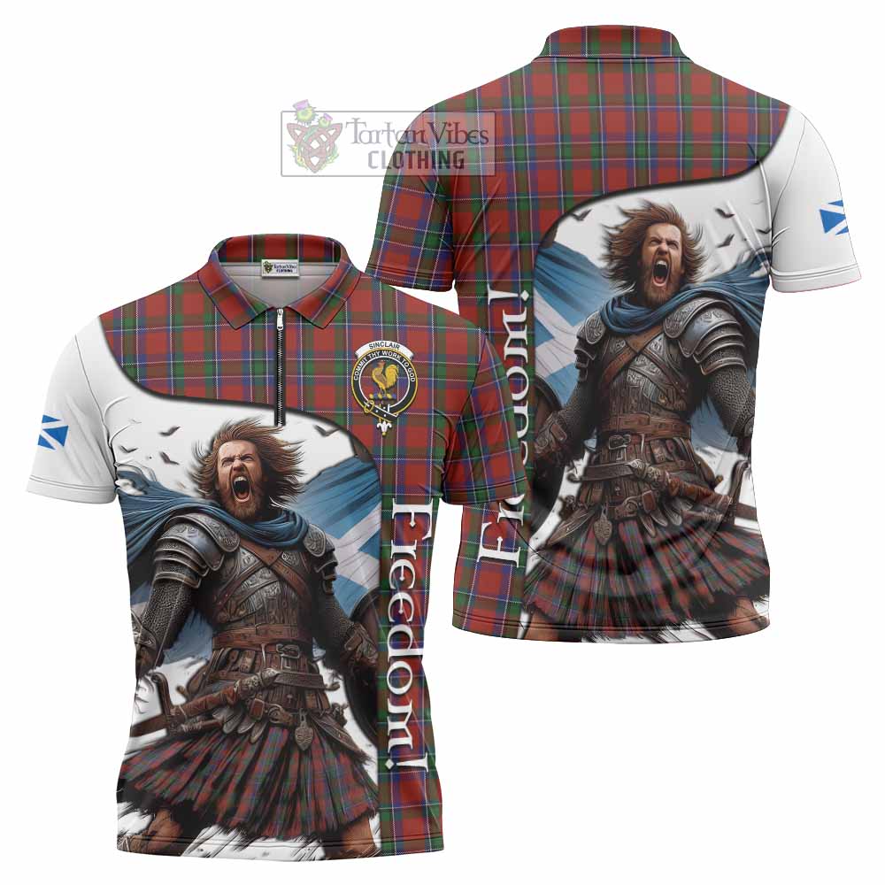 Tartan Vibes Clothing Sinclair Crest Tartan Zipper Polo Shirt Inspired by the Freedom of Scottish Warrior