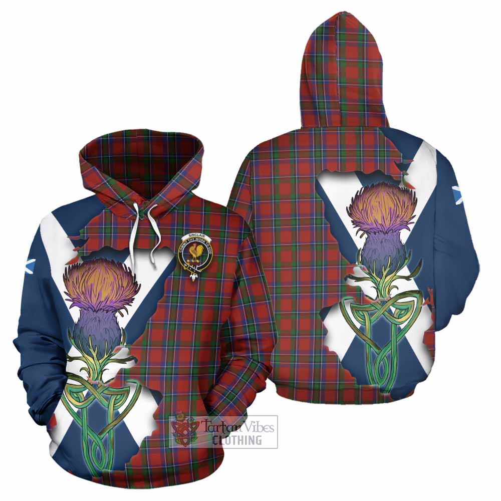 Tartan Vibes Clothing Sinclair Tartan Family Crest Hoodie Scottish Thistle Celtic Inspired