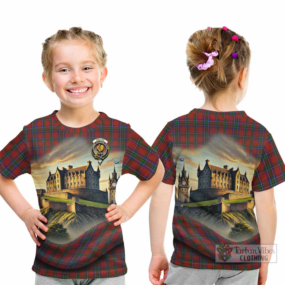 Tartan Vibes Clothing Sinclair Tartan Family Crest Kid T-Shirt with Scottish Ancient Castle Style