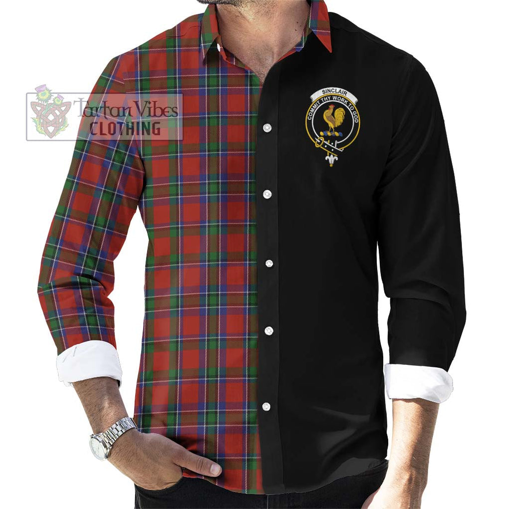 Sinclair Tartan Long Sleeve Button Shirt with Family Crest and Half Of Me Style - Tartanvibesclothing Shop