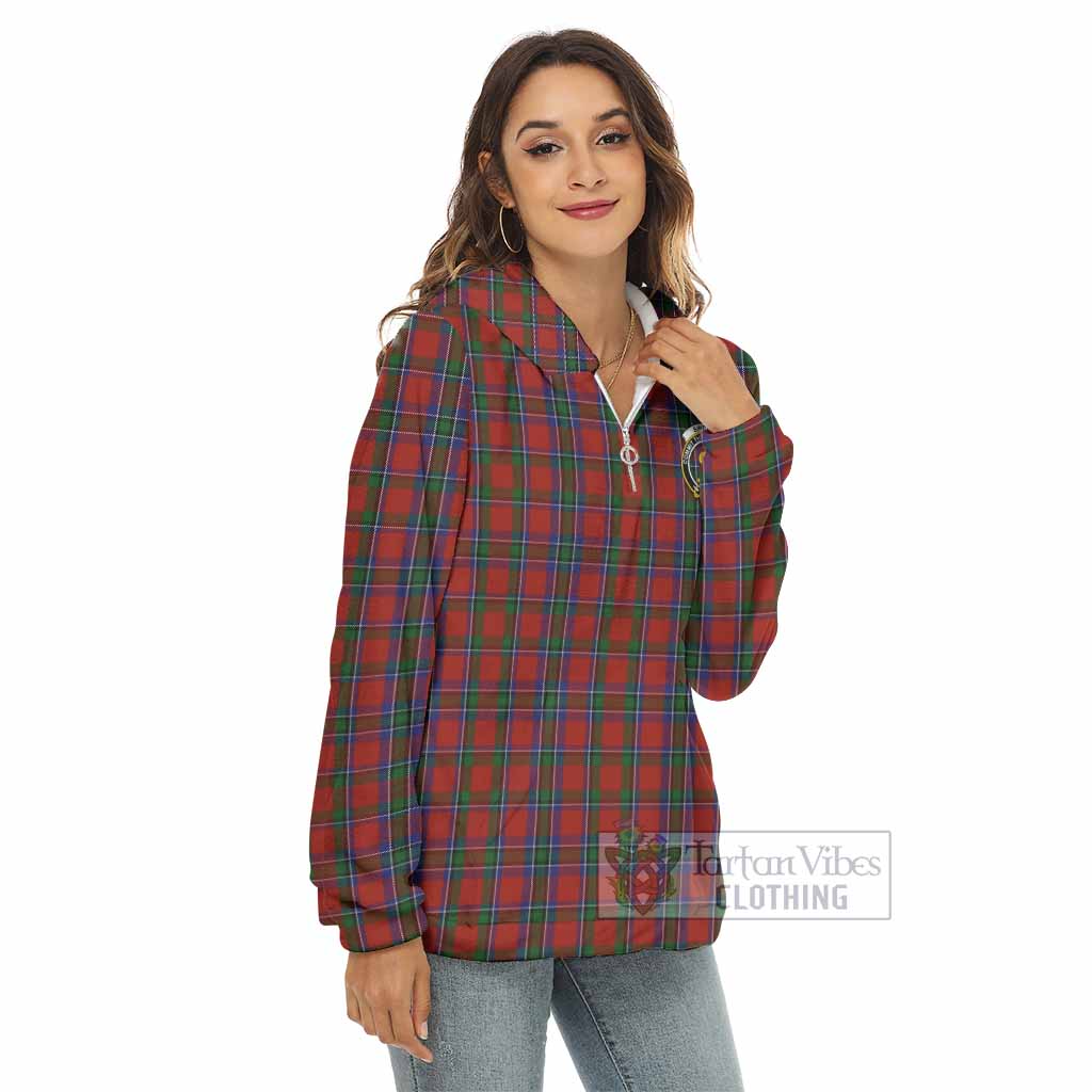 Tartan Vibes Clothing Sinclair Tartan Crest Women's Borg  Half Zip Fleece Hoodie