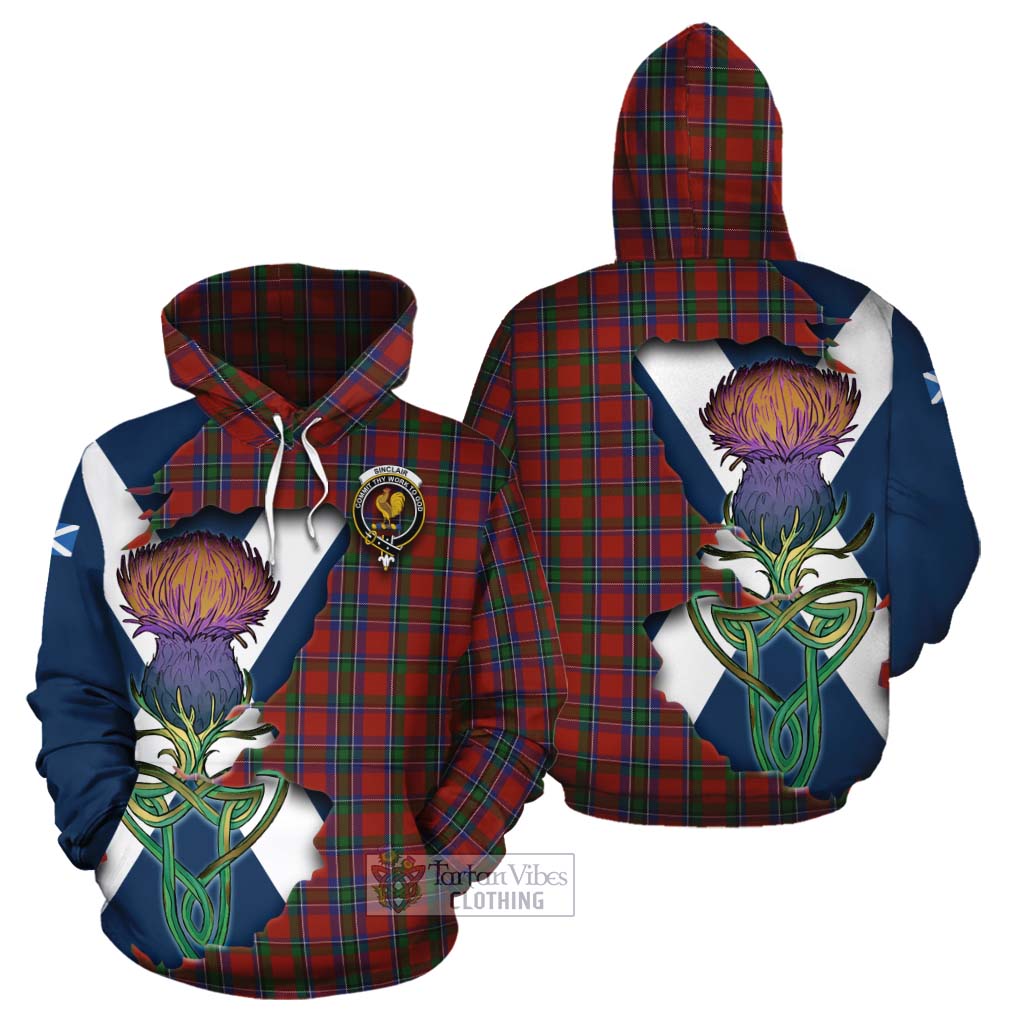 Tartan Vibes Clothing Sinclair Tartan Family Crest Cotton Hoodie Scottish Thistle Celtic Inspired