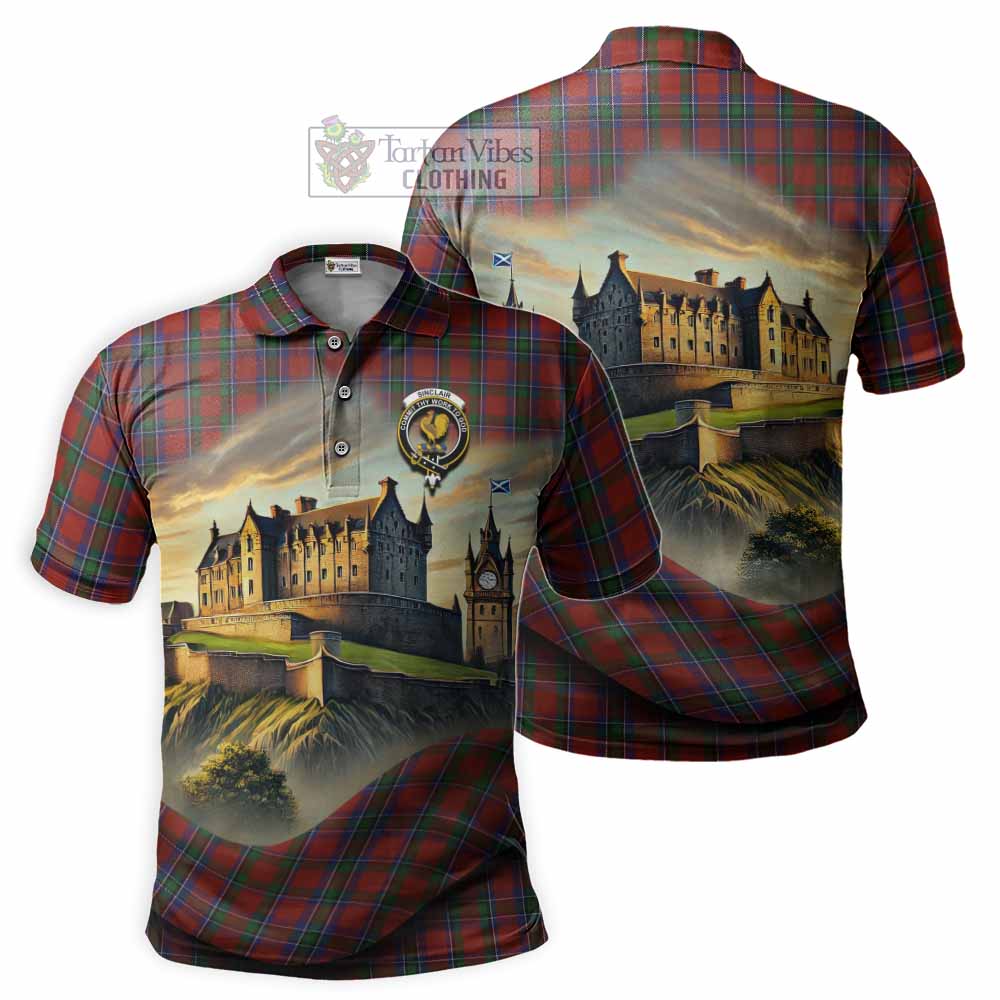 Tartan Vibes Clothing Sinclair Tartan Family Crest Polo Shirt with Scottish Ancient Castle Stype