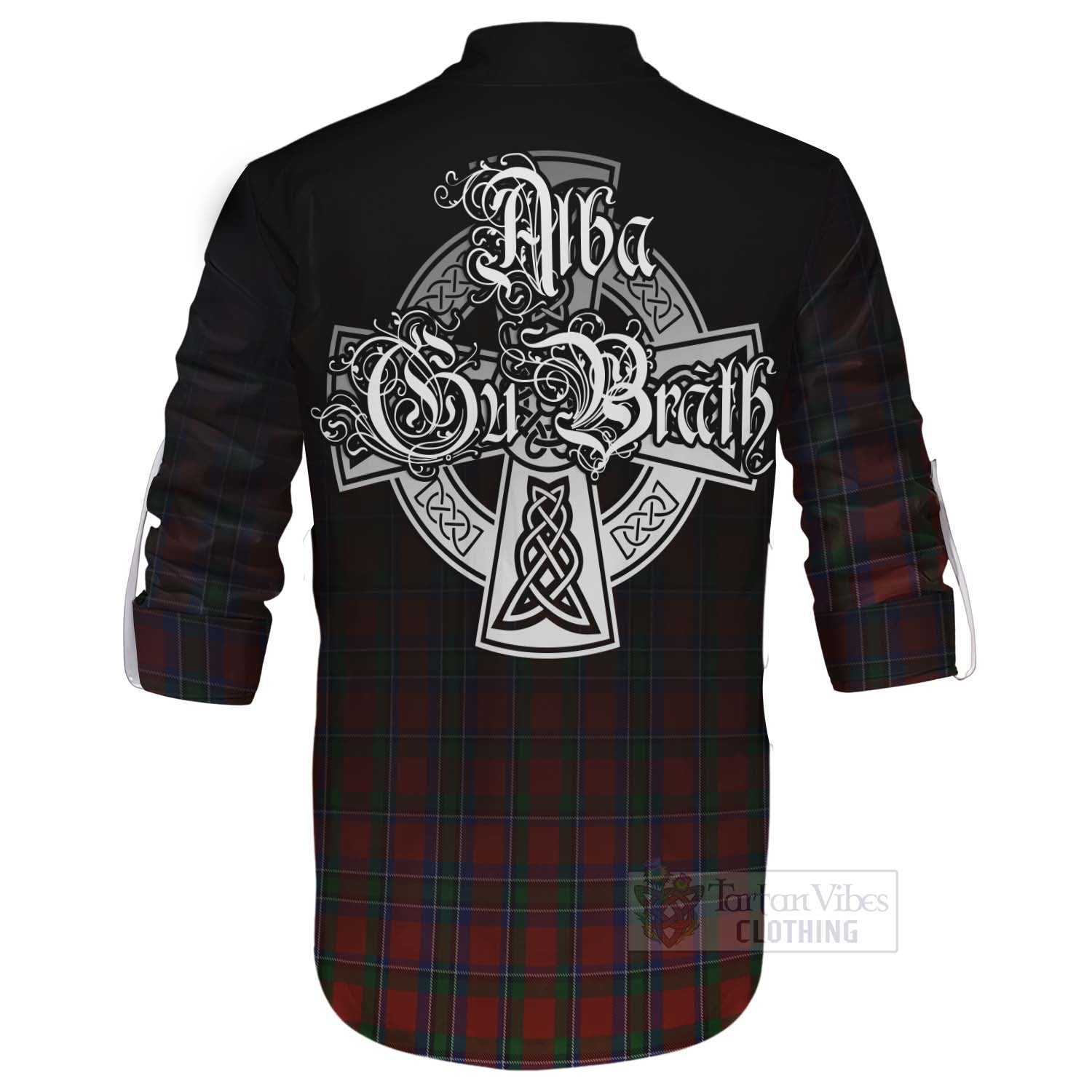 Tartan Vibes Clothing Sinclair Tartan Ghillie Kilt Shirt Featuring Alba Gu Brath Family Crest Celtic Inspired