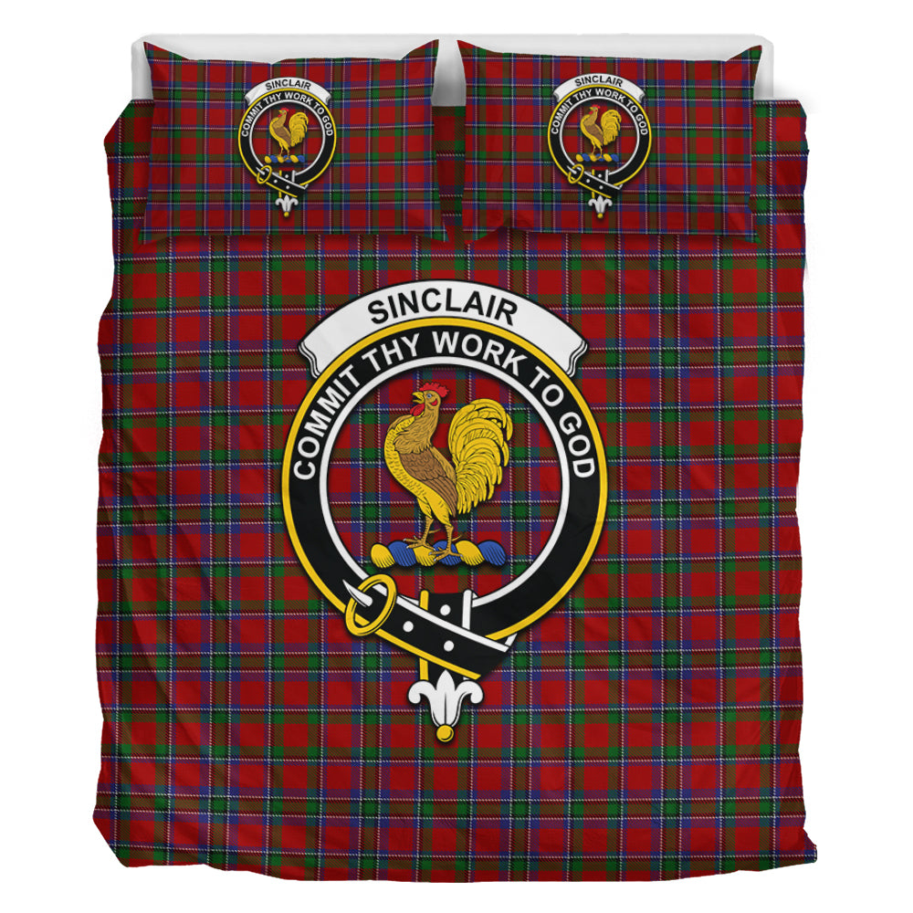 Sinclair Tartan Bedding Set with Family Crest - Tartan Vibes Clothing
