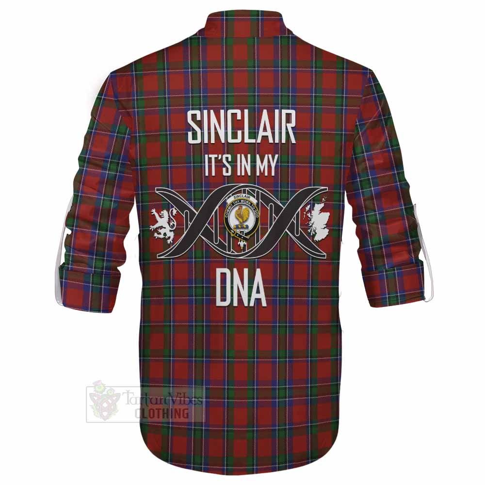 Tartan Vibes Clothing Sinclair Tartan Ghillie Kilt Shirt with Family Crest DNA In Me Style