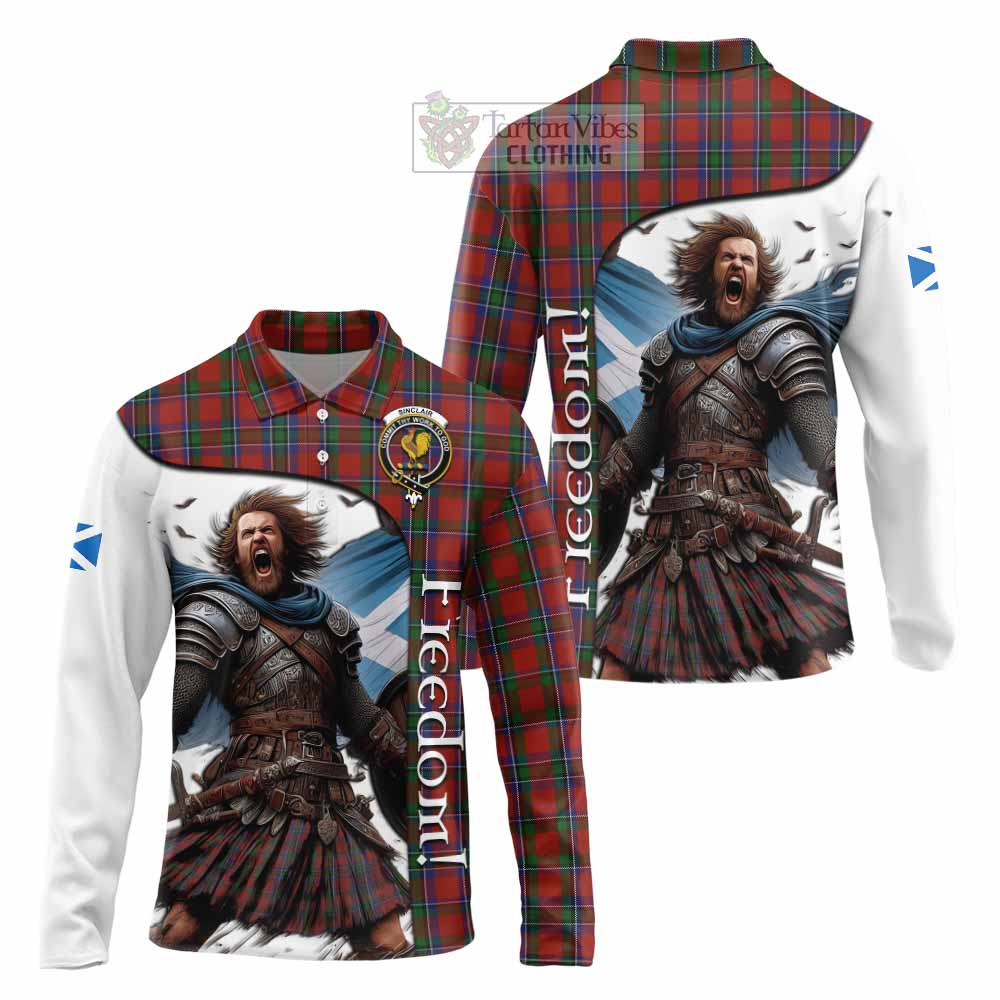 Tartan Vibes Clothing Sinclair Crest Tartan Long Sleeve Polo Shirt Inspired by the Freedom of Scottish Warrior