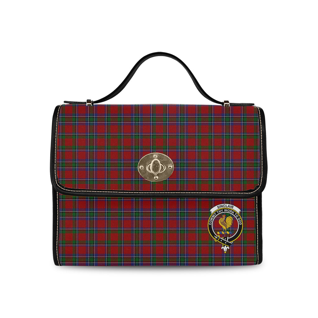 sinclair-tartan-leather-strap-waterproof-canvas-bag-with-family-crest