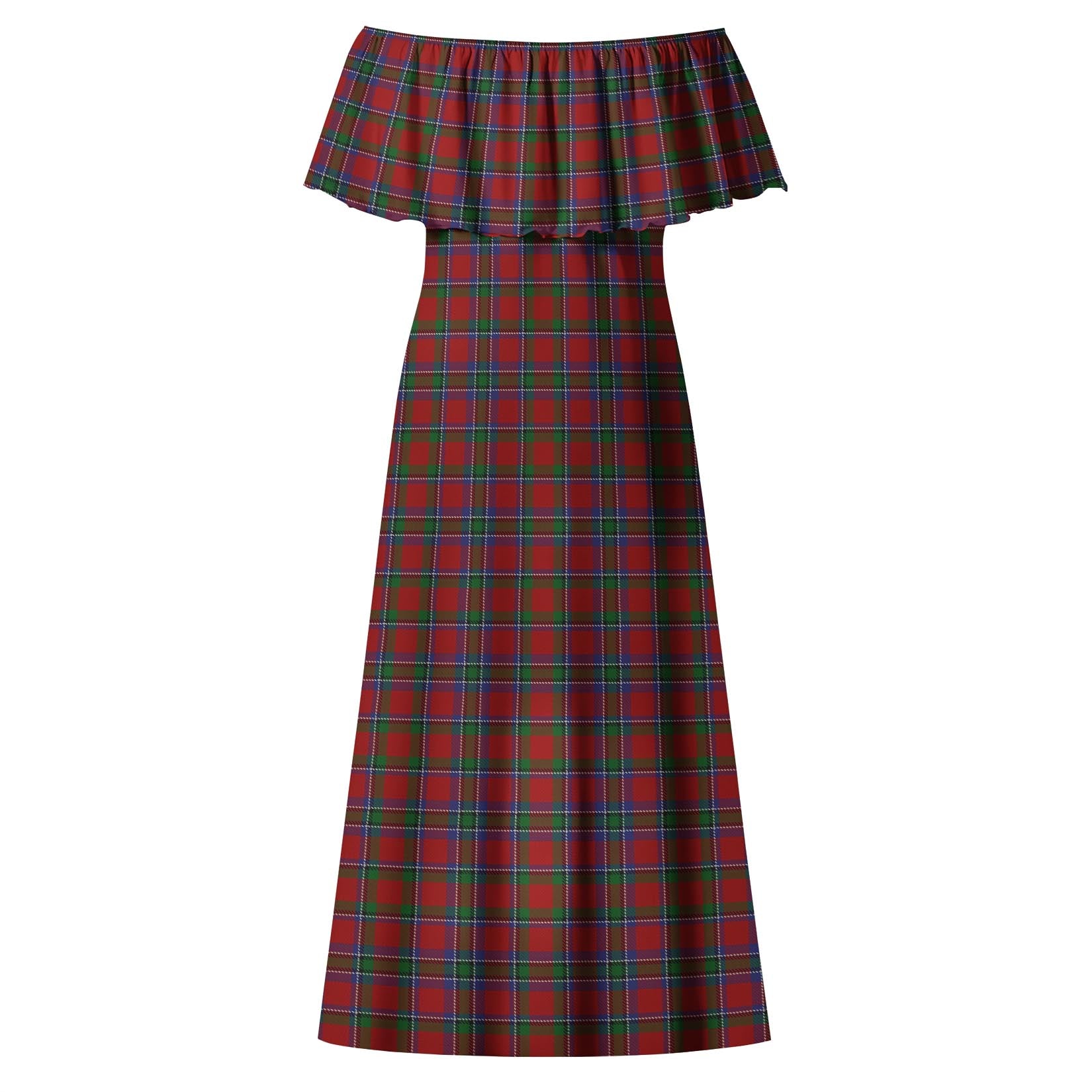 Sinclair Tartan Off Shoulder Long Dress - Tartanvibesclothing