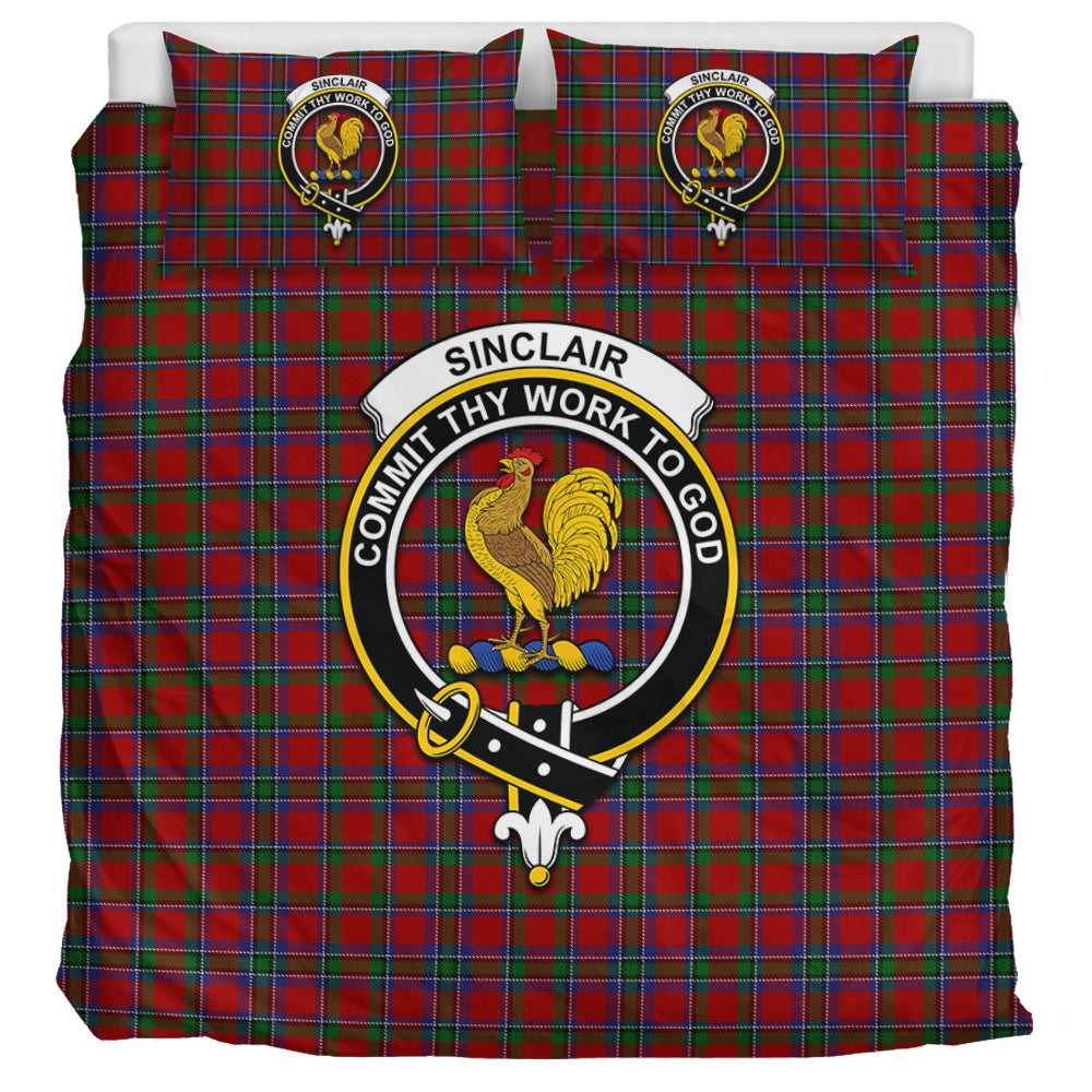 Sinclair Tartan Bedding Set with Family Crest UK Bedding Set UK Super King 104*94 inch - Tartan Vibes Clothing