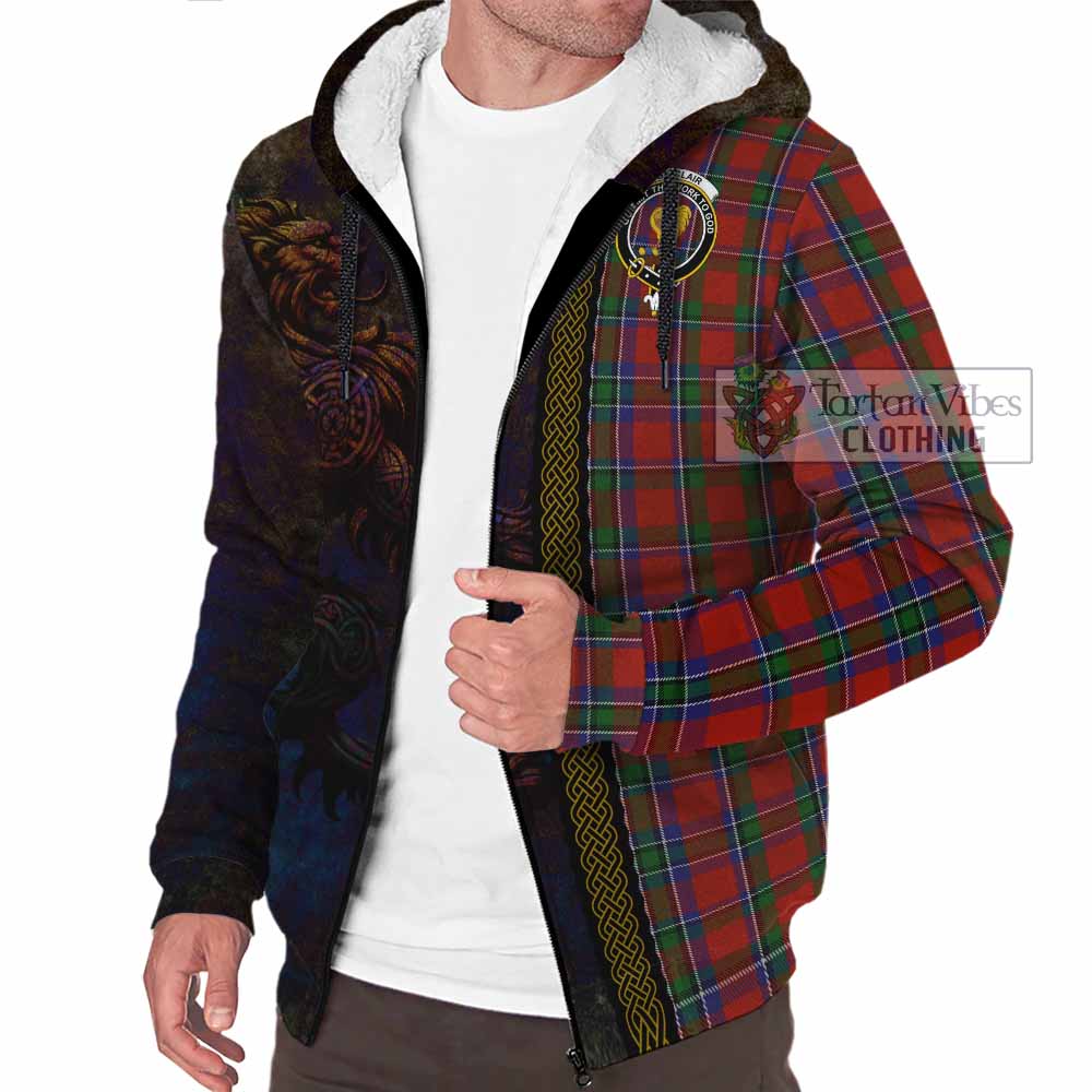 Tartan Vibes Clothing Sinclair Tartan Family Crest Sherpa Hoodie Alba Gu Brath Be Brave Lion Ancient Style