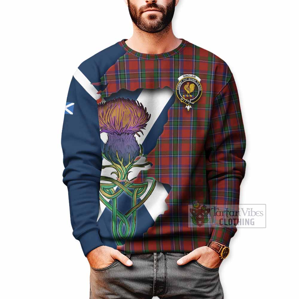Sinclair Tartan Family Crest Sweatshirt Scottish Thistle Celtic Inspired - Tartan Vibes Clothing