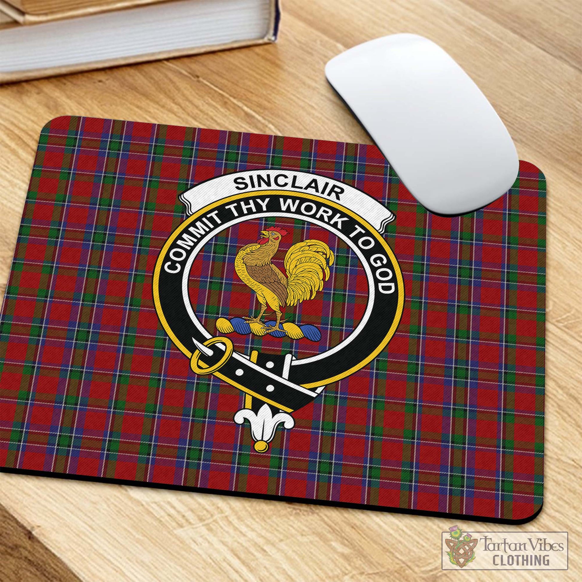 Tartan Vibes Clothing Sinclair Tartan Mouse Pad with Family Crest