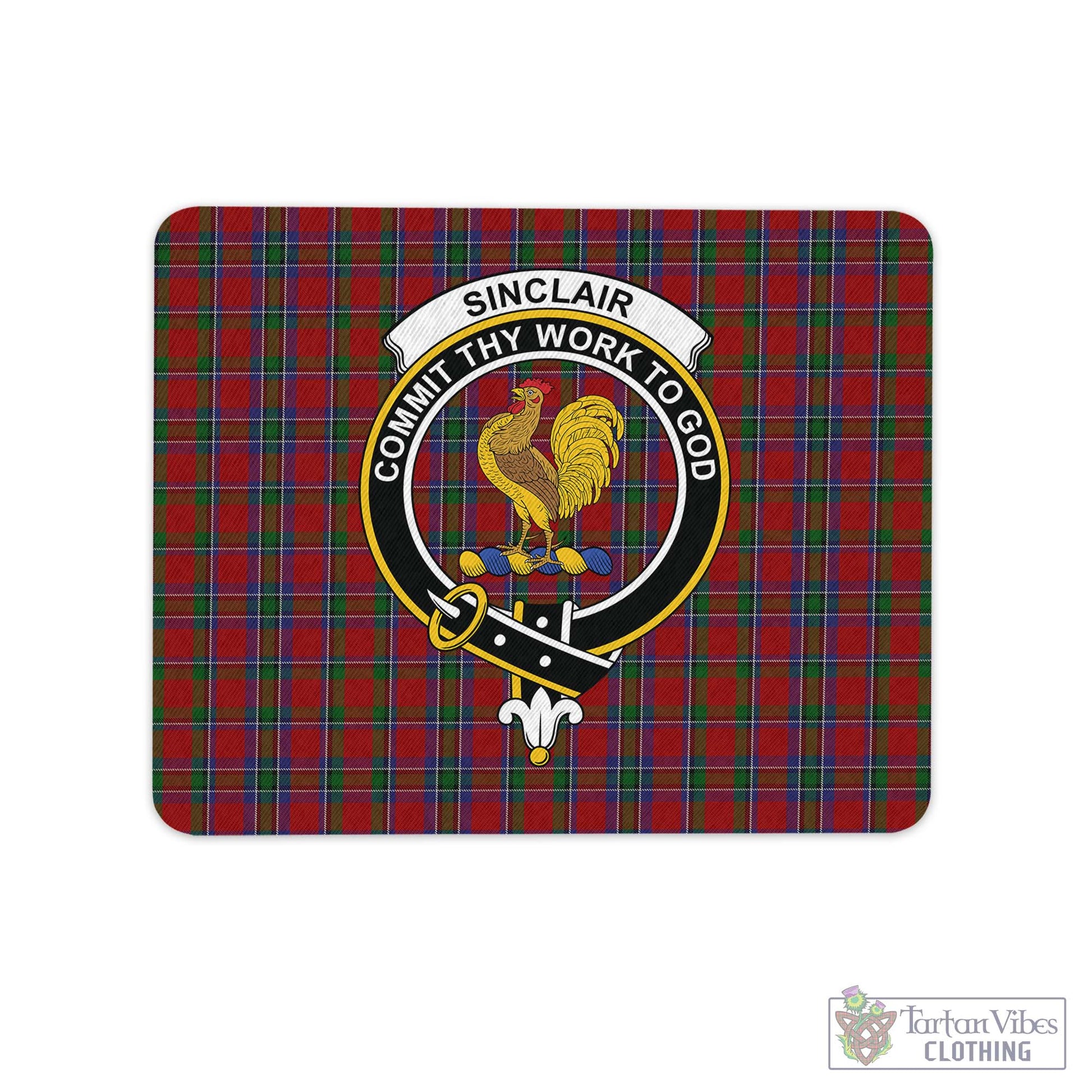 Tartan Vibes Clothing Sinclair Tartan Mouse Pad with Family Crest