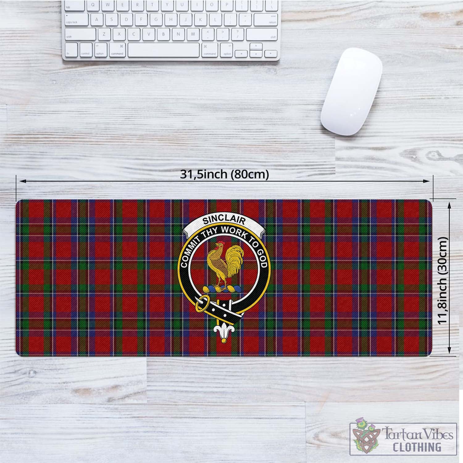 Tartan Vibes Clothing Sinclair Tartan Mouse Pad with Family Crest