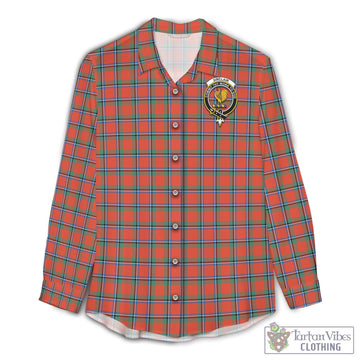 Sinclair Ancient Tartan Womens Casual Shirt with Family Crest