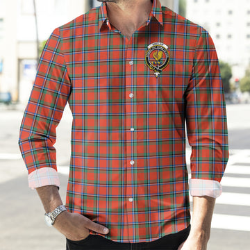 Sinclair Ancient Tartan Long Sleeve Button Up Shirt with Family Crest