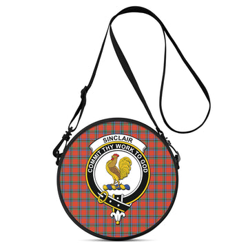 Sinclair Ancient Tartan Round Satchel Bags with Family Crest