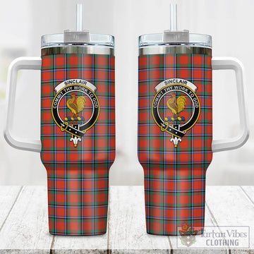 Sinclair Ancient Tartan and Family Crest Tumbler with Handle