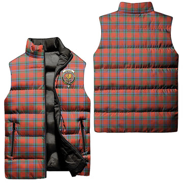 Sinclair Ancient Tartan Sleeveless Puffer Jacket with Family Crest