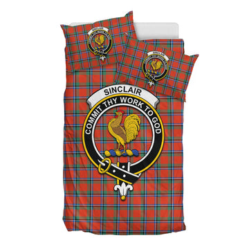 Sinclair Ancient Tartan Bedding Set with Family Crest