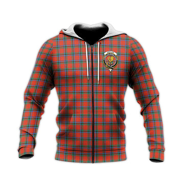 Sinclair Ancient Tartan Knitted Hoodie with Family Crest