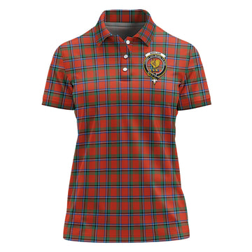 Sinclair Ancient Tartan Polo Shirt with Family Crest For Women