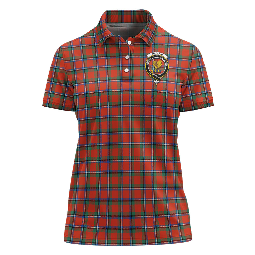 sinclair-ancient-tartan-polo-shirt-with-family-crest-for-women